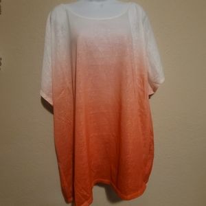Lightweight Dip Dyed Coral and White Top from The Avenue